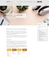 Screenshot der Website "Homeoffice und mobile Arbeit bewusst gestalten"